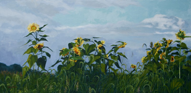 "Generous Solace", Oil painting of sunflowers by Abby Laux