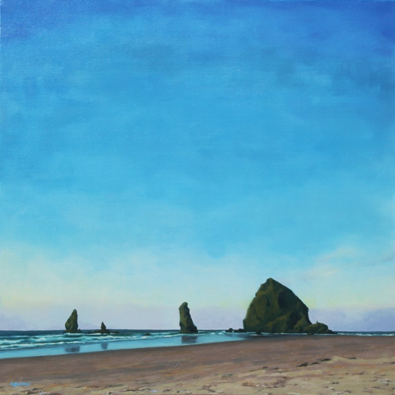 Oil painting by Abby Laux of coast of Cannon Beach