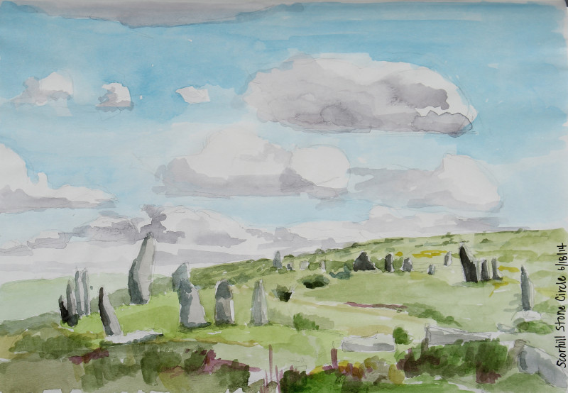 Scorhill Stone Circle Sketch, 2014, watercolor, 5 x 7 in.