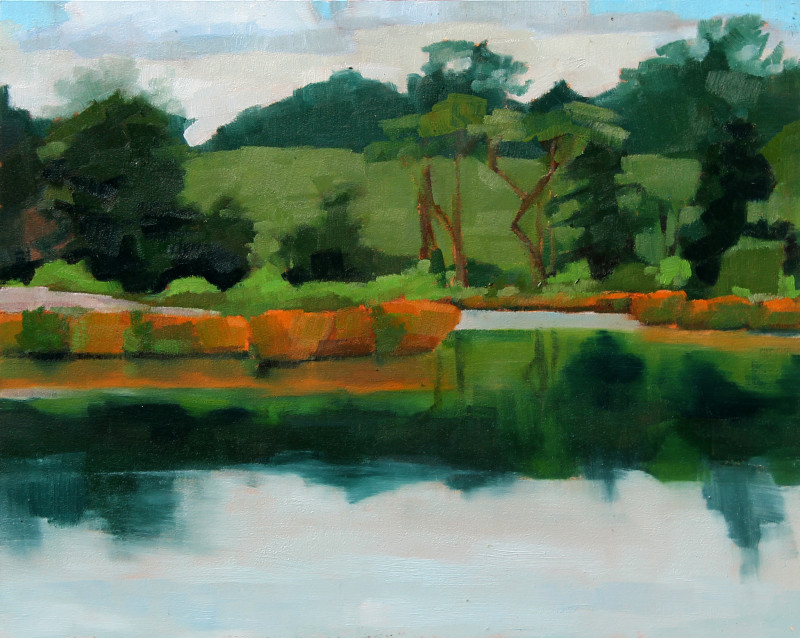 The Wetlands, plein air painting of wetlands near Patoka Lake