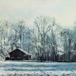 Winter Cabin oil 2013 16 x 20 in SOLD