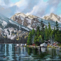 Teton Lake 2017 oil on canvas 24 x 24 in. AVAILABLE