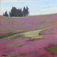 Purple field plein air painting  2020 oil on panel 8 x 8 in. AVAILABLE