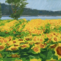 Sunflower Beach 2023 oil on panel 6 X 8 in.  AVAILABLE